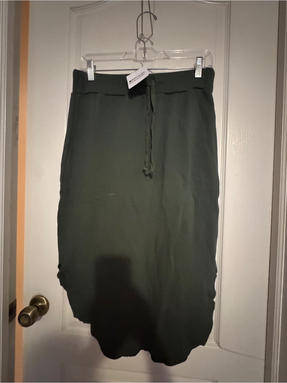 LA Made Olive High-Low Drawstring Midi Skirt